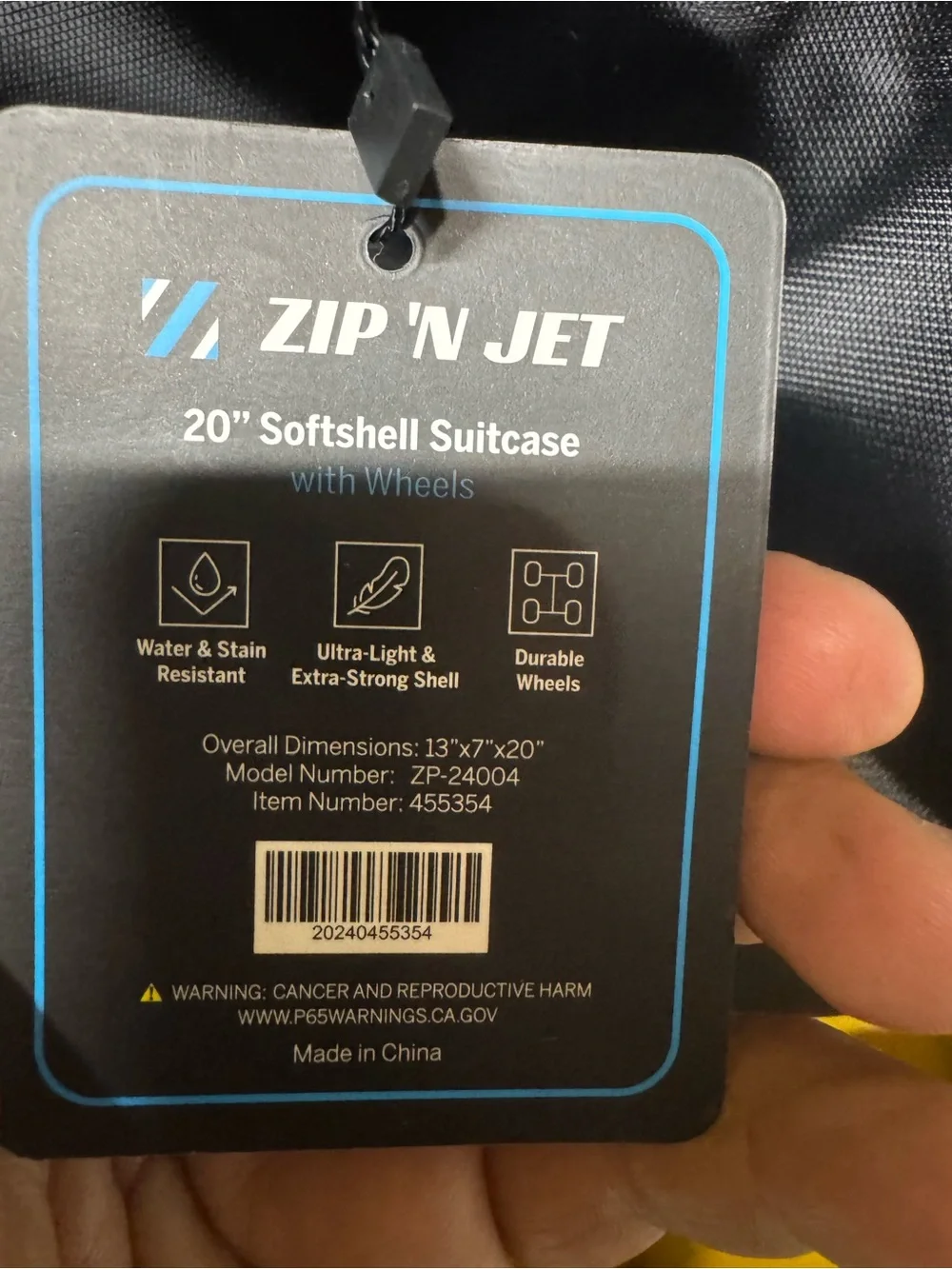 Zip’ N Jet 20” soft shell Suitcase